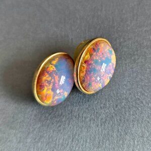 Faux Opal gold tone earrings.